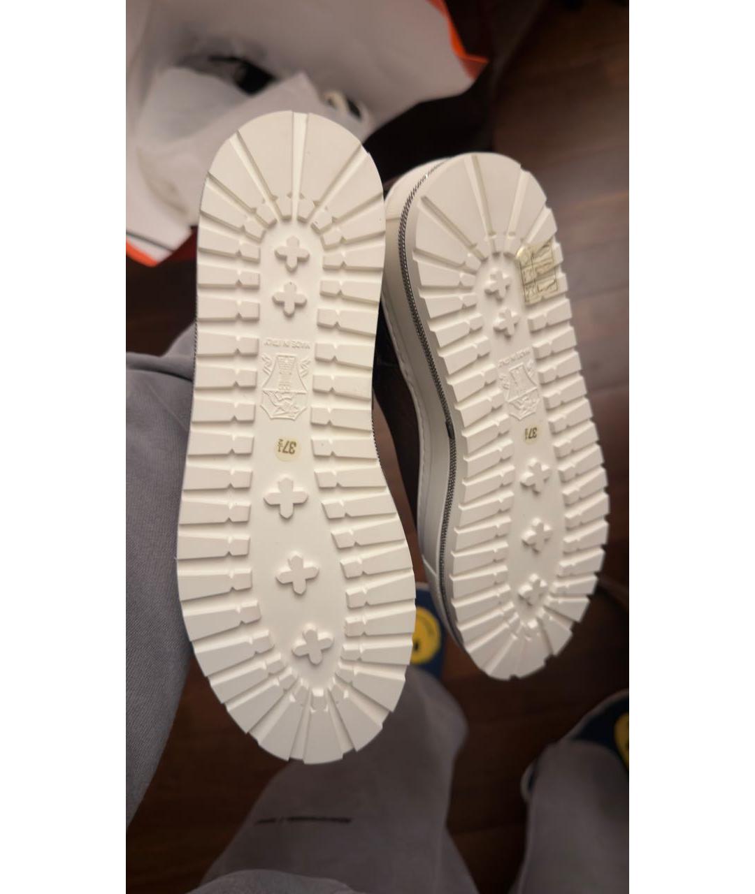 BRUNELLO CUCINELLI Бордовые кожаные кеды, фото 5