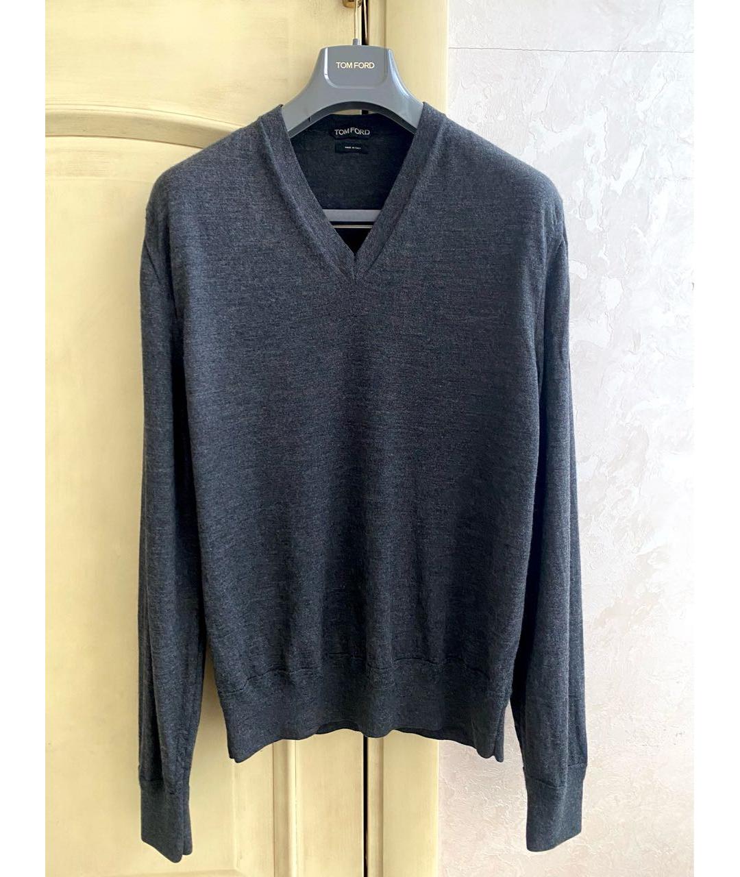 TOM FORD Серый шерстяной джемпер / свитер, фото 8