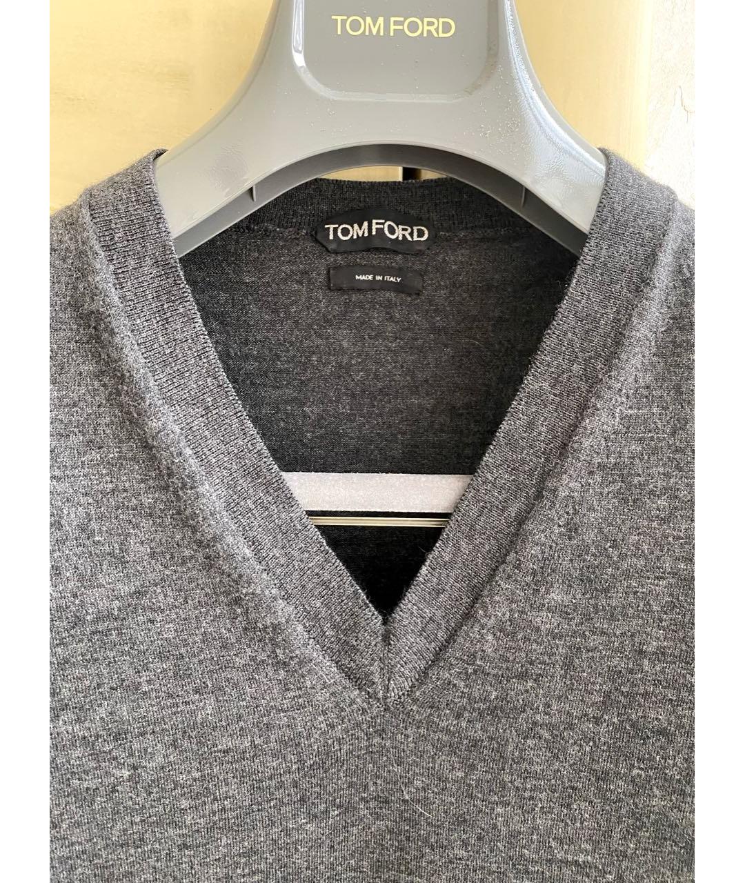 TOM FORD Серый шерстяной джемпер / свитер, фото 3