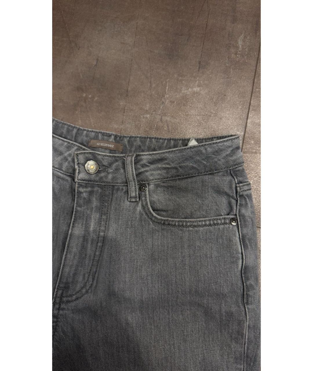 12 STOREEZ Серые хлопко-эластановые прямые джинсы, фото 3