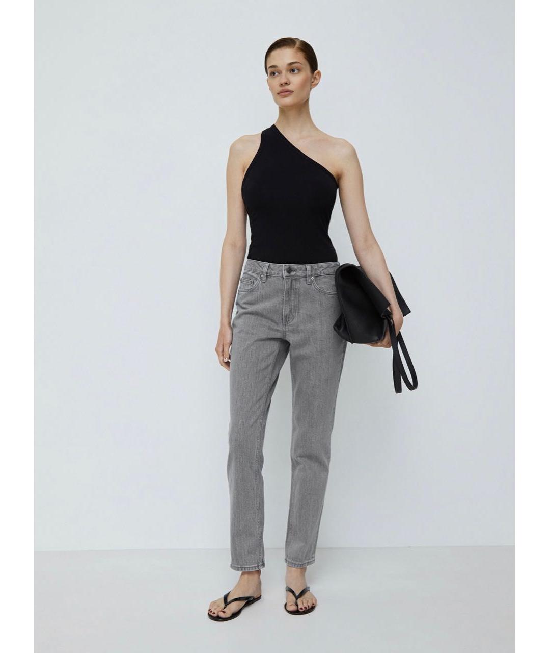 12 STOREEZ Серые хлопко-эластановые прямые джинсы, фото 4