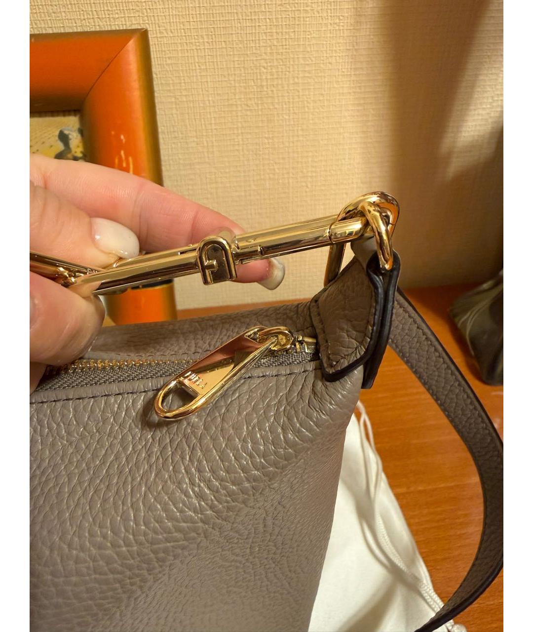 FURLA Антрацитовая кожаная сумка через плечо, фото 3