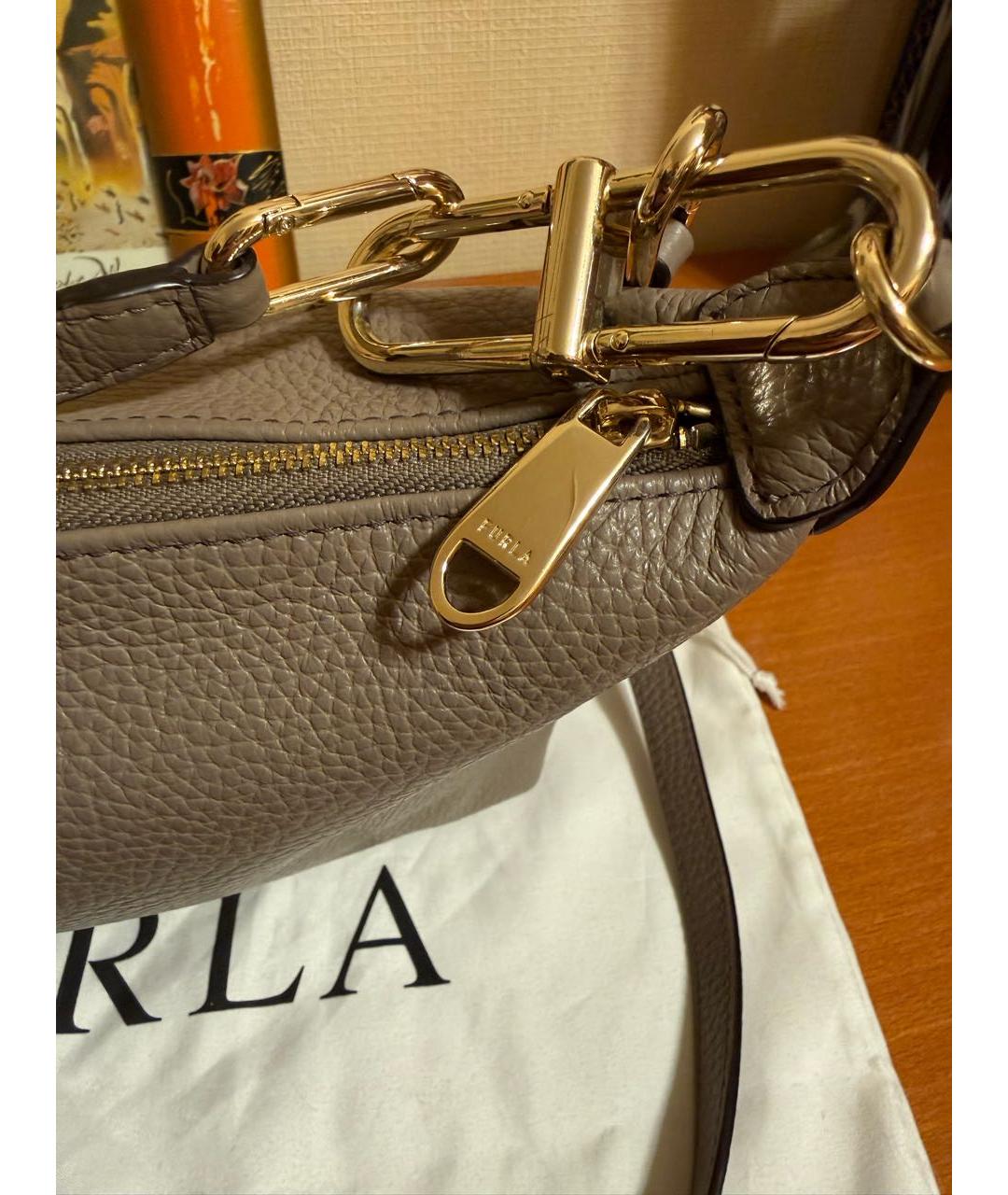 FURLA Антрацитовая кожаная сумка через плечо, фото 4