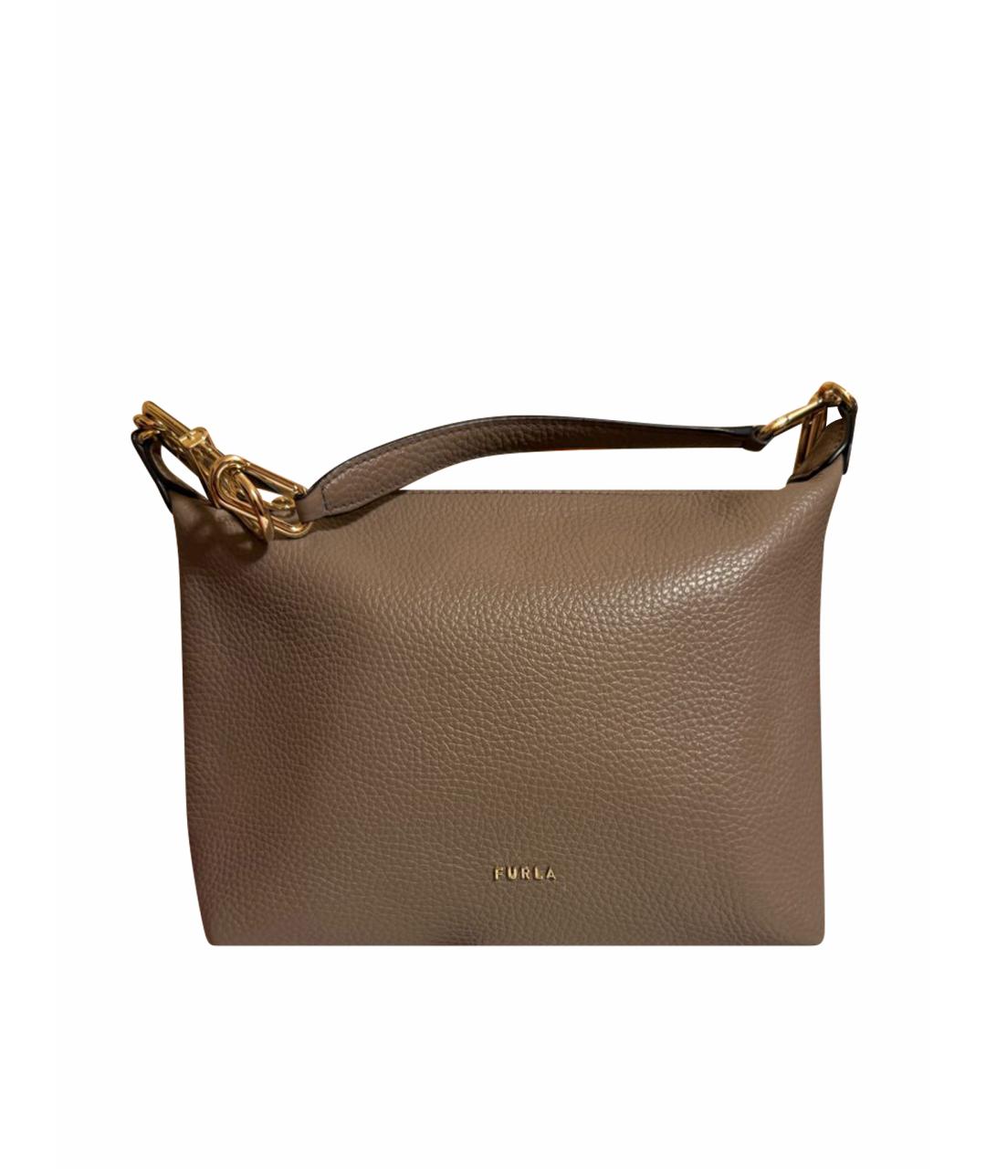 FURLA Антрацитовая кожаная сумка через плечо, фото 1