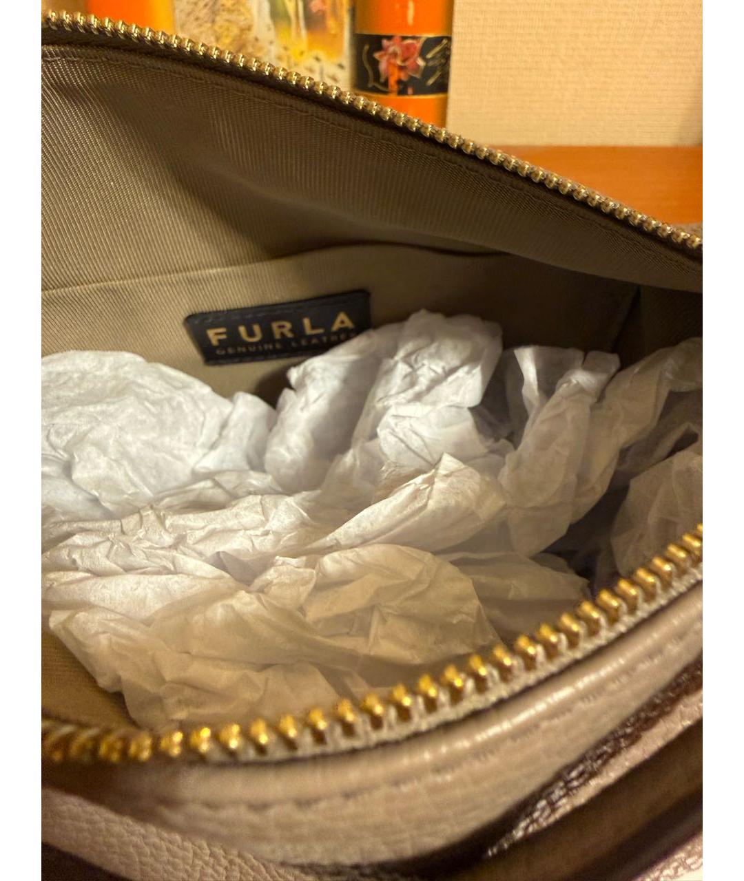 FURLA Антрацитовая кожаная сумка через плечо, фото 6