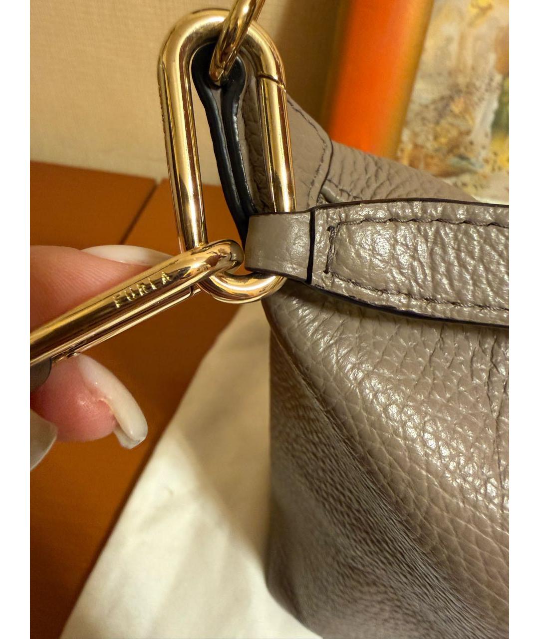 FURLA Антрацитовая кожаная сумка через плечо, фото 5