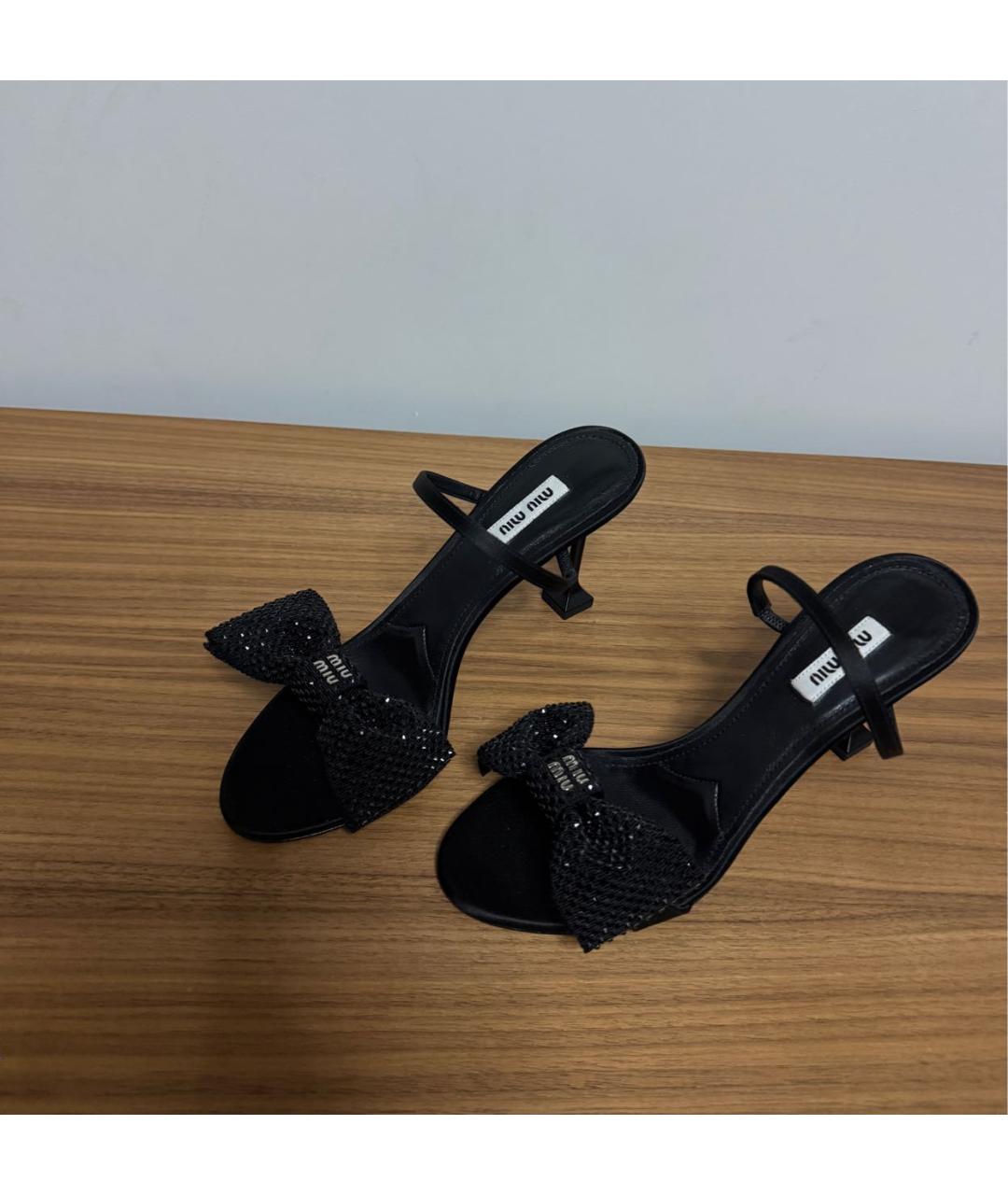 MIU MIU Черные кожаные босоножки, фото 3