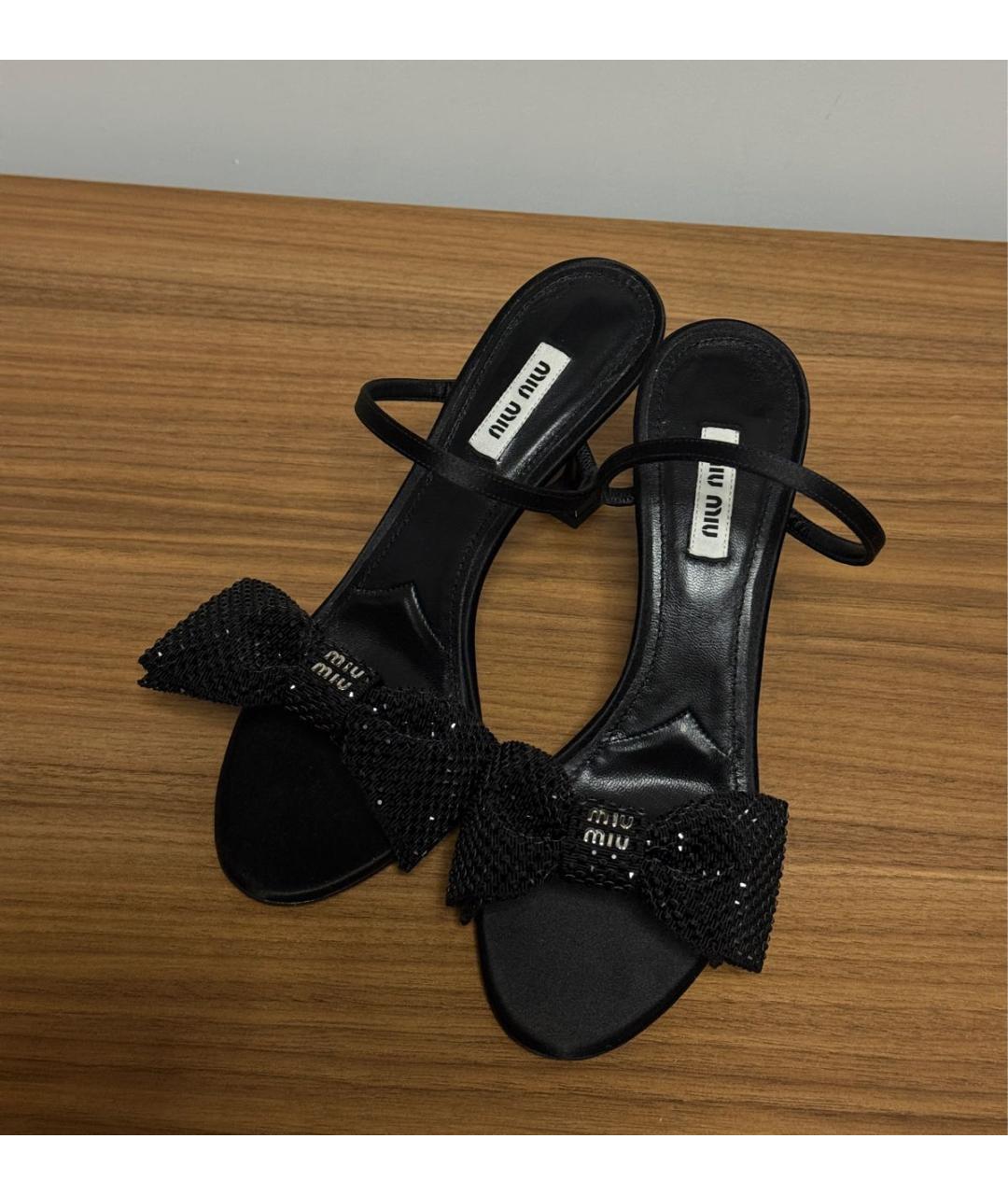 MIU MIU Черные кожаные босоножки, фото 5