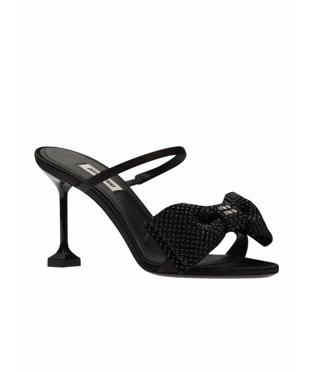 MIU MIU Черные кожаные босоножки, фото 1