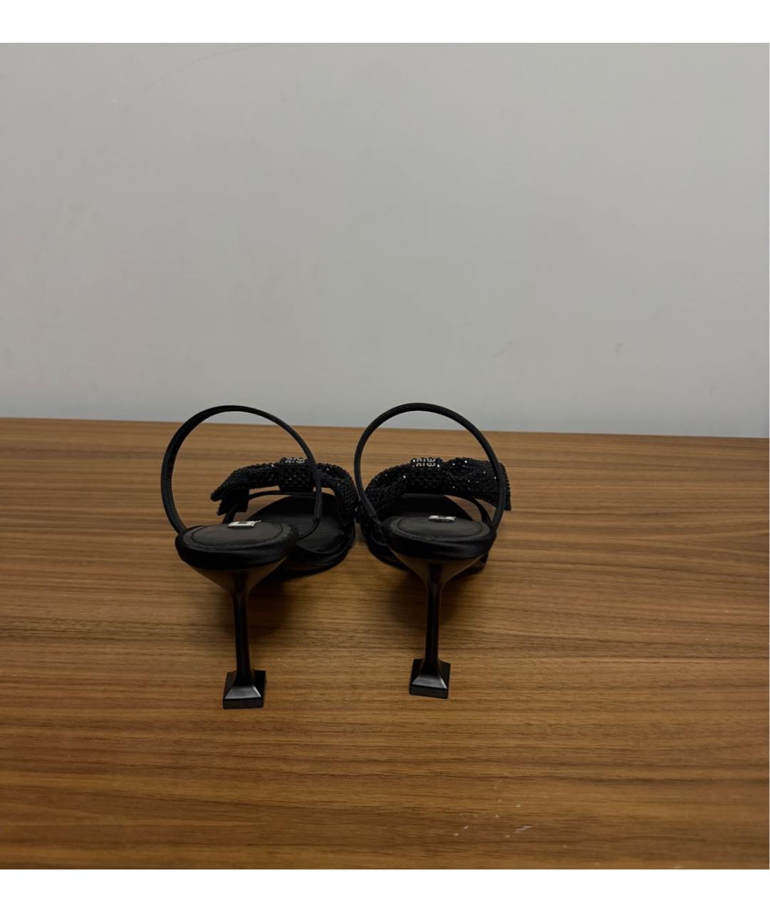 MIU MIU Черные кожаные босоножки, фото 4