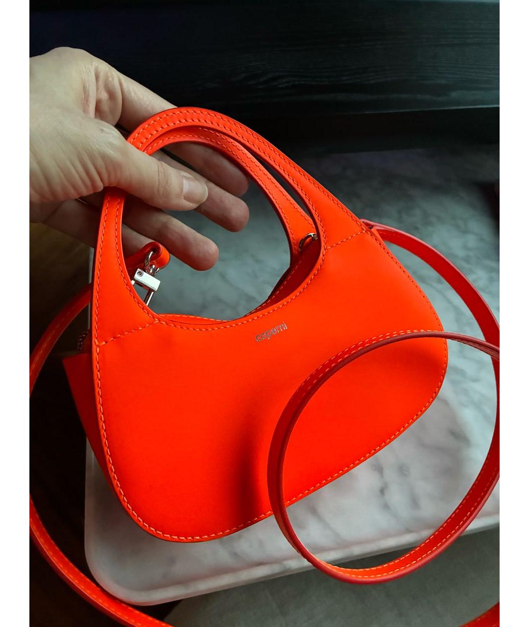 COPERNI Оранжевая кожаная сумка с короткими ручками, фото 2