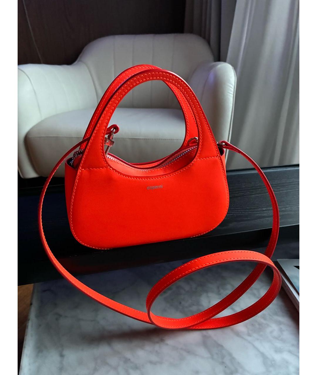 COPERNI Оранжевая кожаная сумка с короткими ручками, фото 4