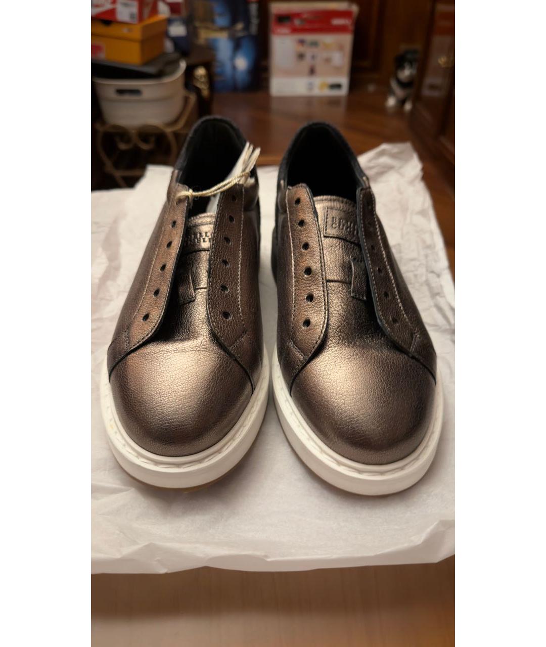 BRUNELLO CUCINELLI Хаки кожаные кеды, фото 2