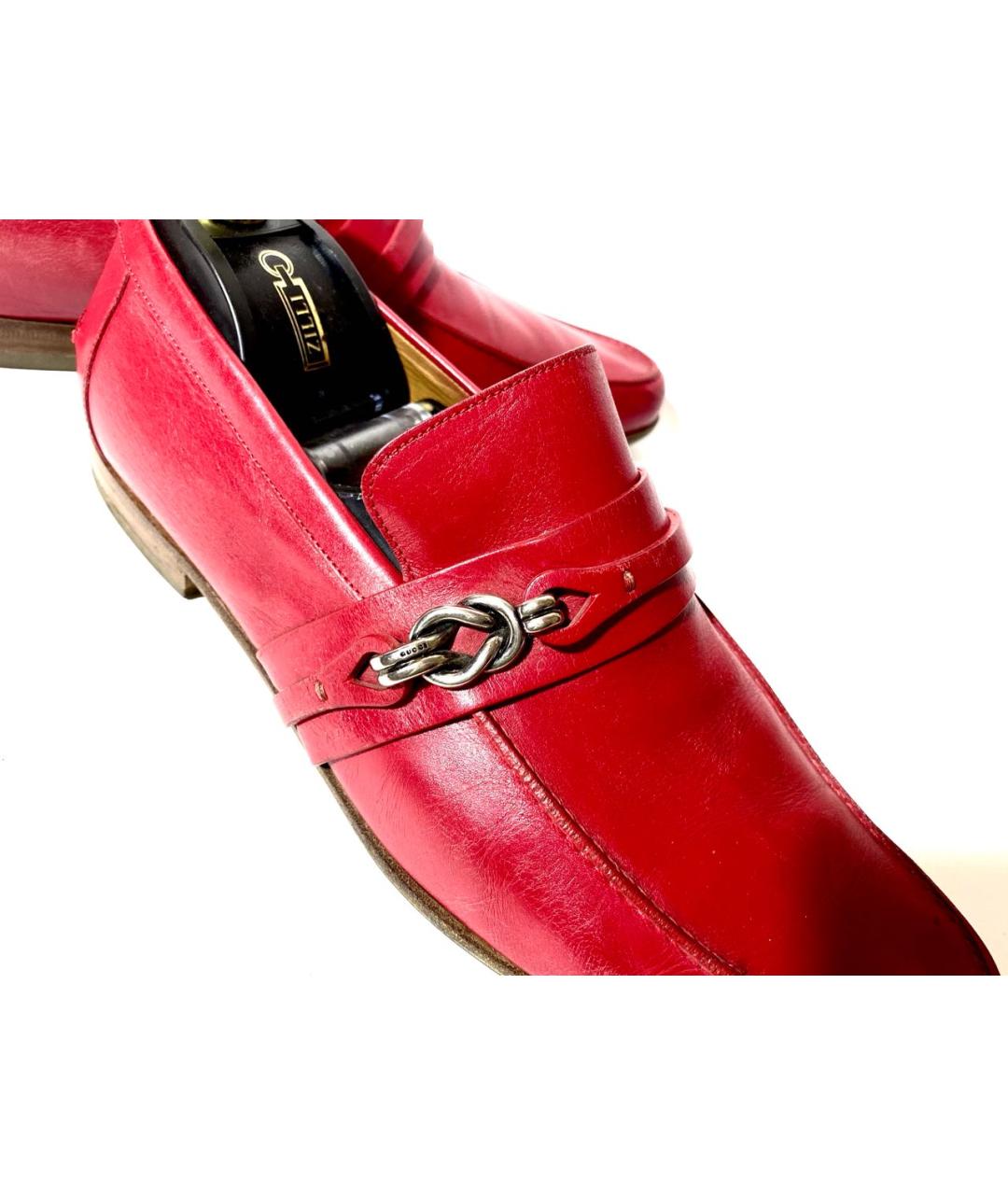 GUCCI Красные кожаные туфли, фото 6