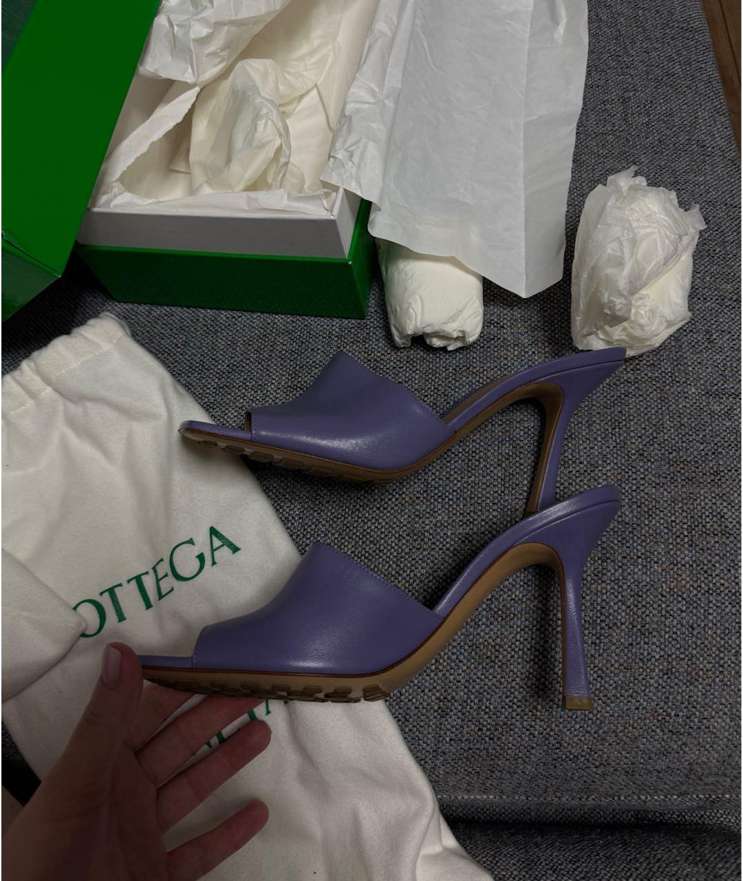 BOTTEGA VENETA Фиолетовые кожаные мюли, фото 8