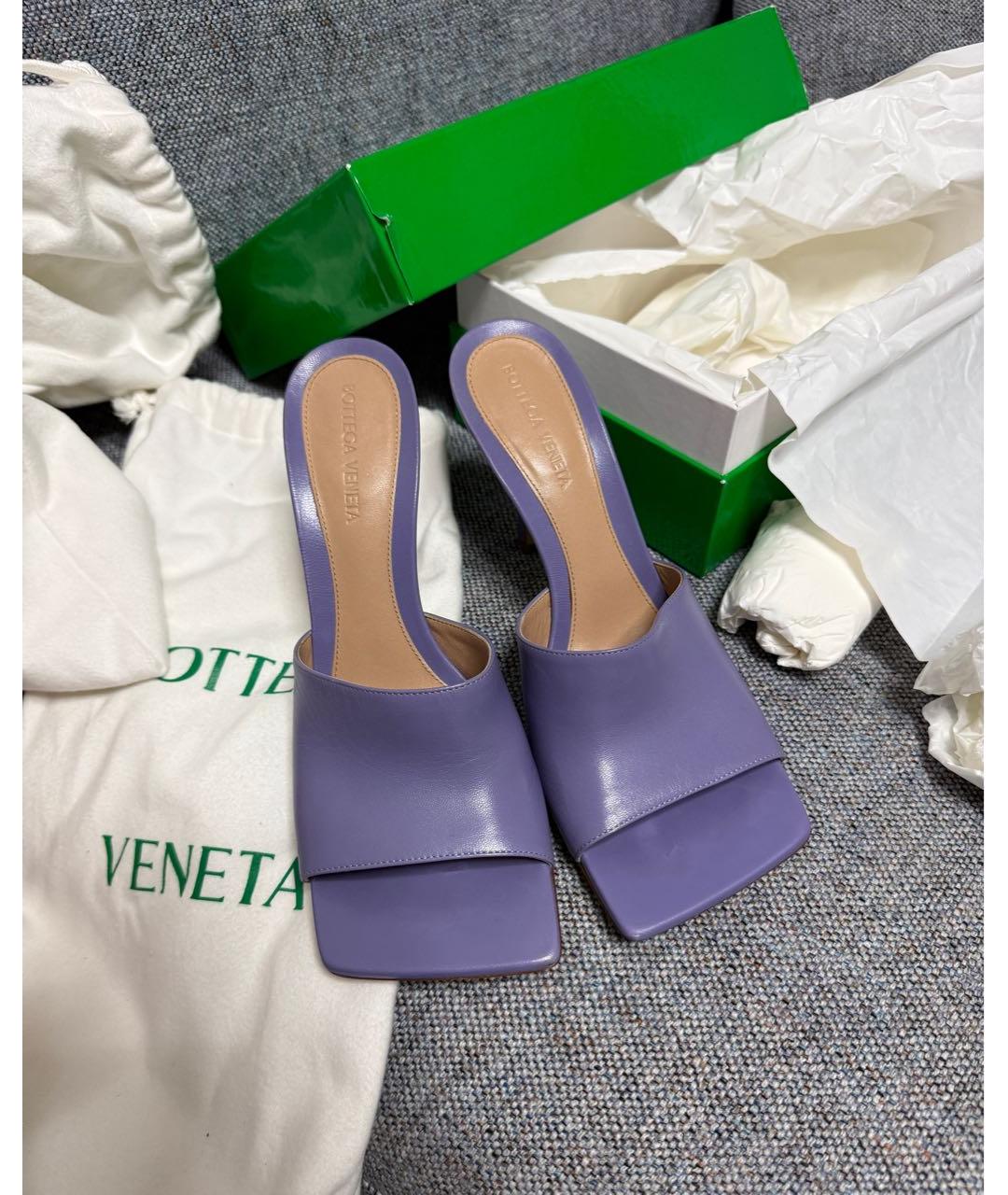 BOTTEGA VENETA Фиолетовые кожаные мюли, фото 3