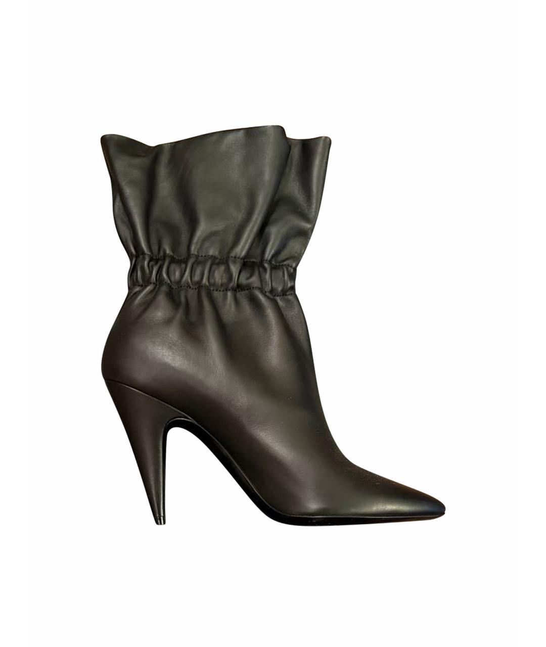 SAINT LAURENT Черные кожаные ботильоны, фото 1