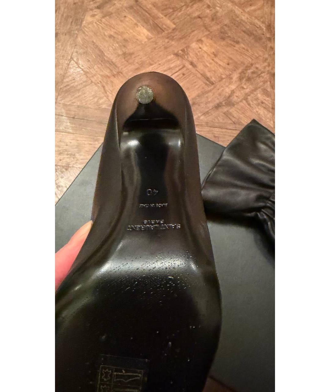 SAINT LAURENT Черные кожаные ботильоны, фото 2