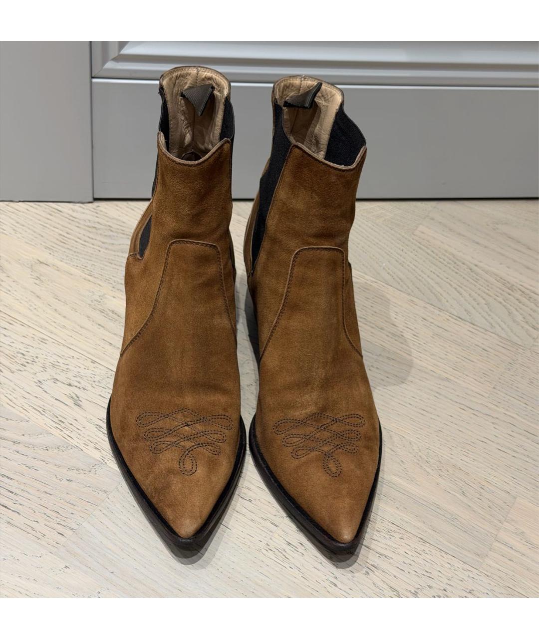 GIANVITO ROSSI Коричневые замшевые полусапоги, фото 2