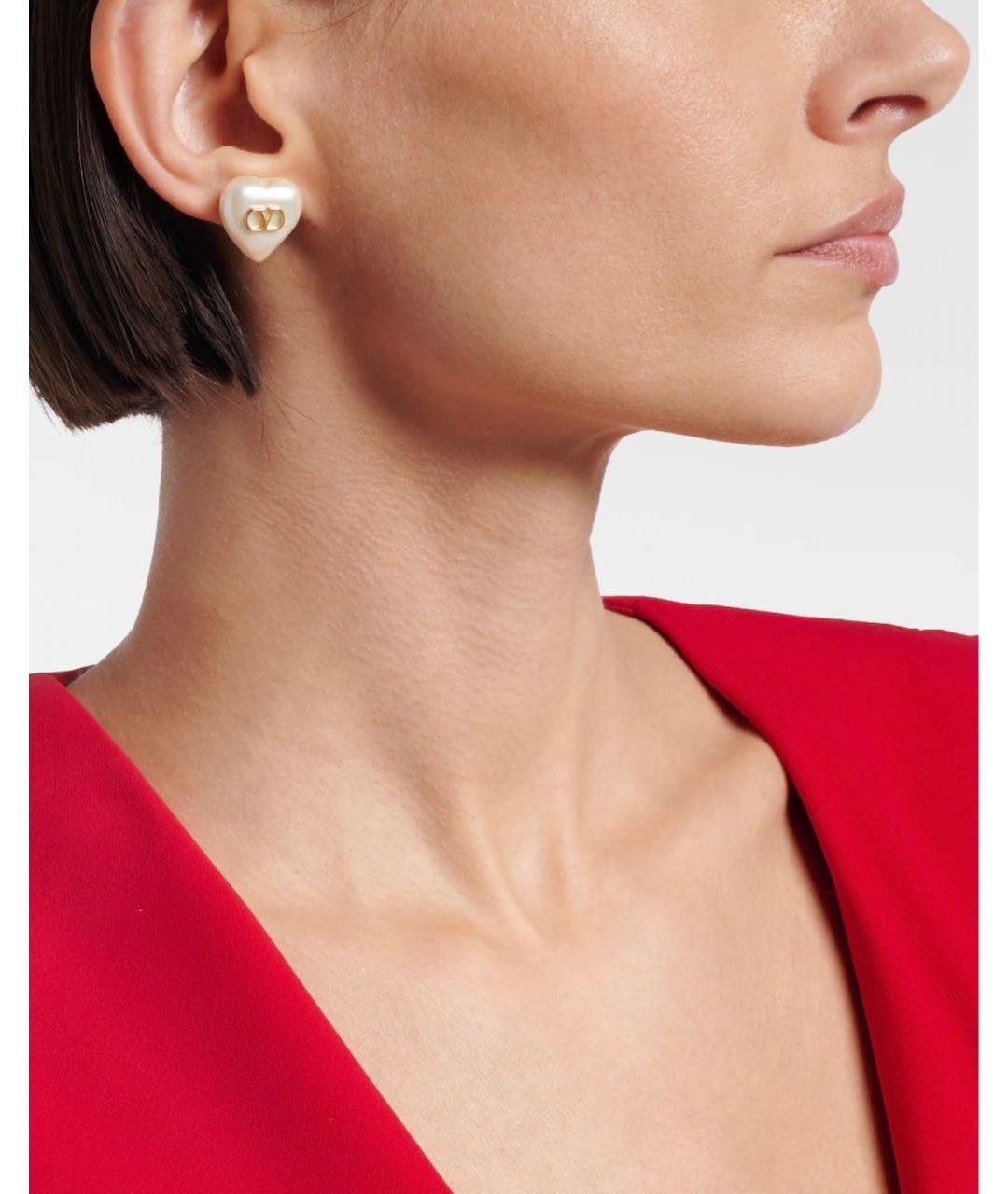 VALENTINO Белые латунные серьги, фото 4