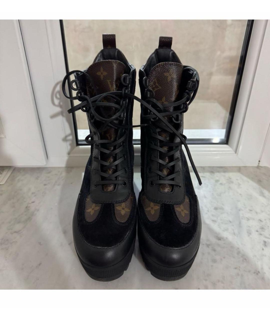 LOUIS VUITTON Черные кожаные ботинки, фото 2