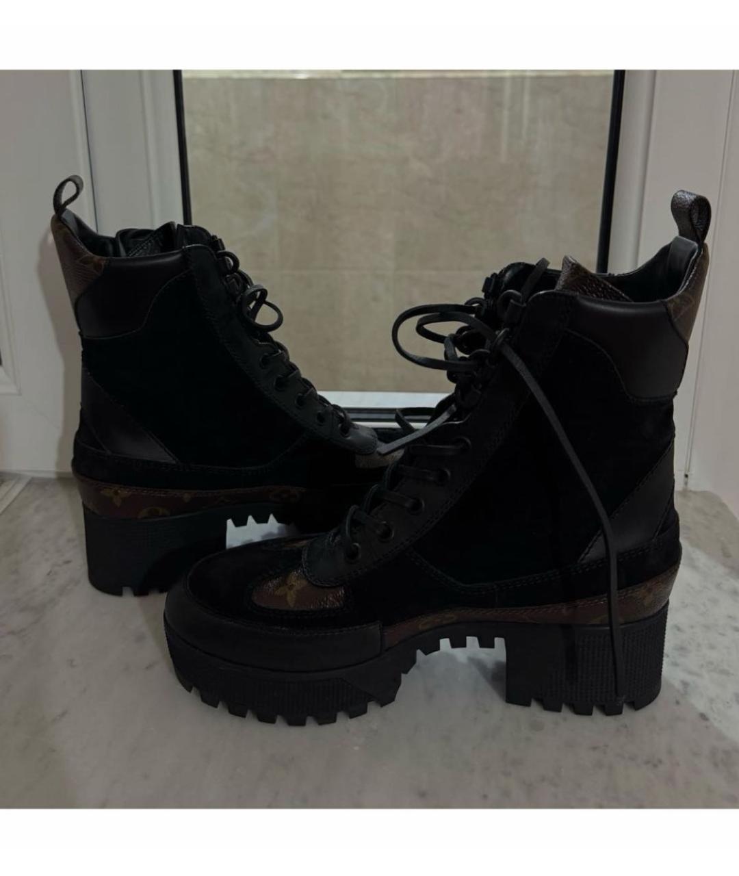 LOUIS VUITTON Черные кожаные ботинки, фото 3