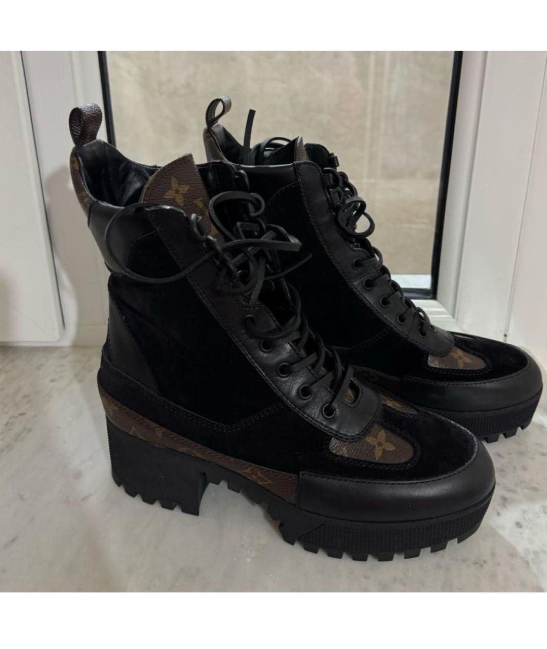 LOUIS VUITTON Черные кожаные ботинки, фото 5