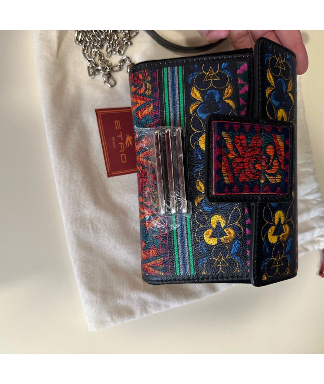 ETRO Черная кожаная сумка через плечо, фото 7