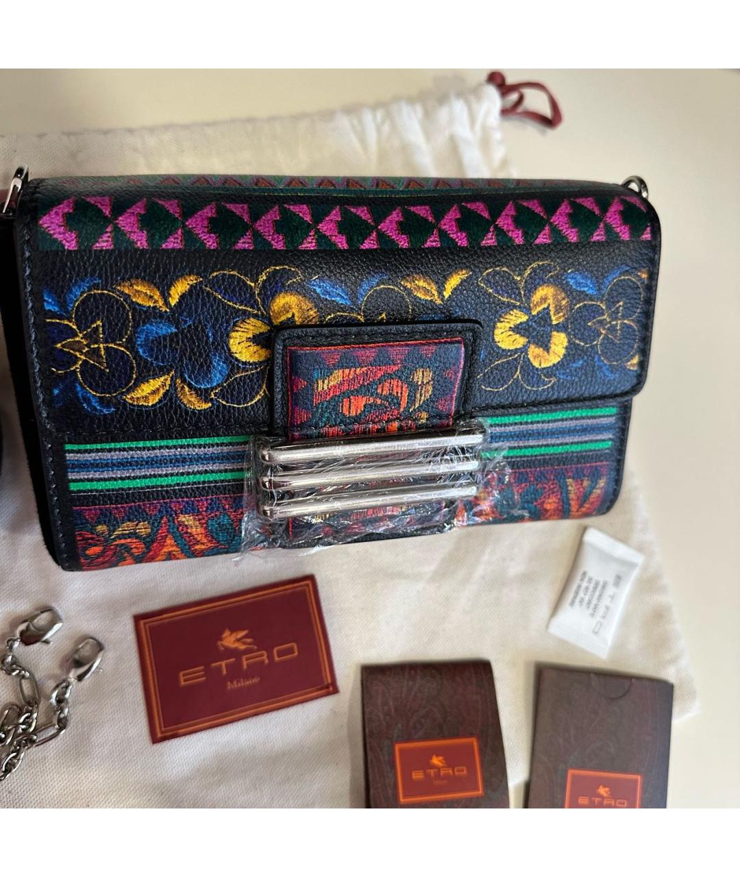 ETRO Черная кожаная сумка через плечо, фото 9