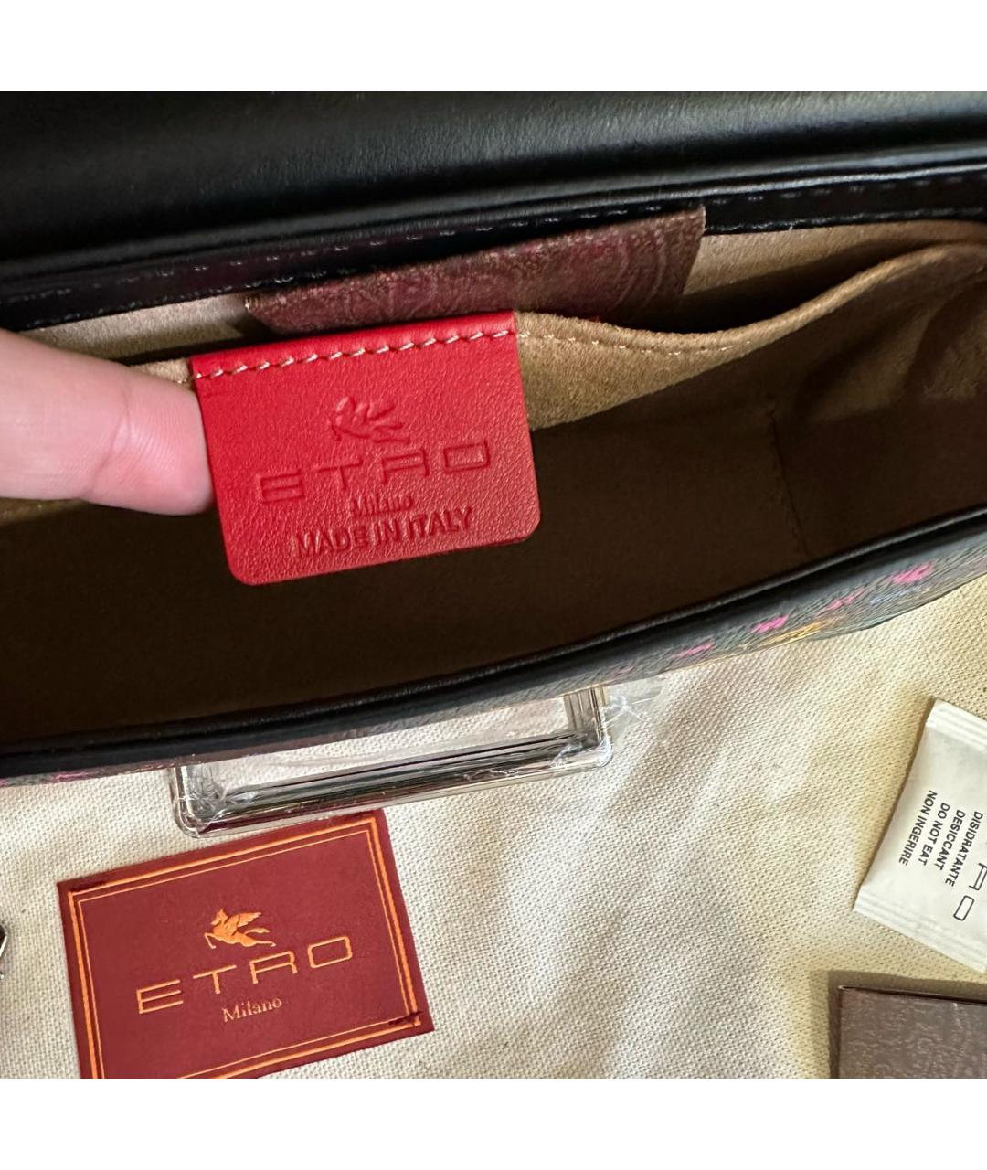 ETRO Черная кожаная сумка через плечо, фото 5
