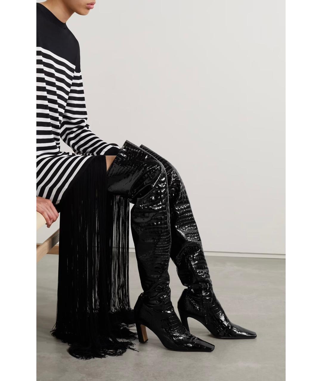 KHAITE Черные кожаные ботфорты, фото 2