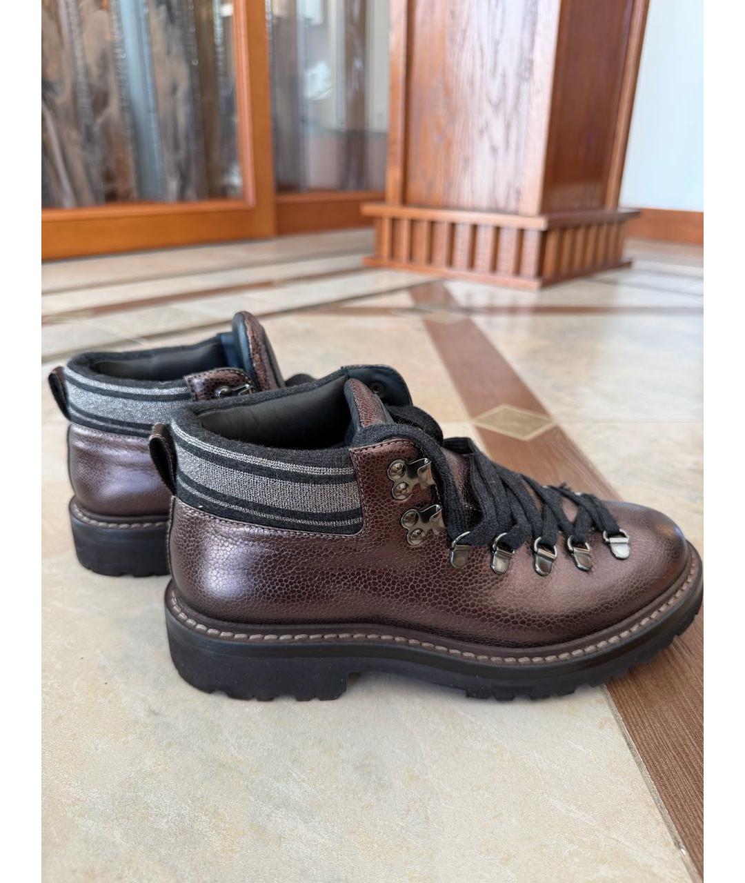 BRUNELLO CUCINELLI Коричневые кожаные ботинки, фото 5