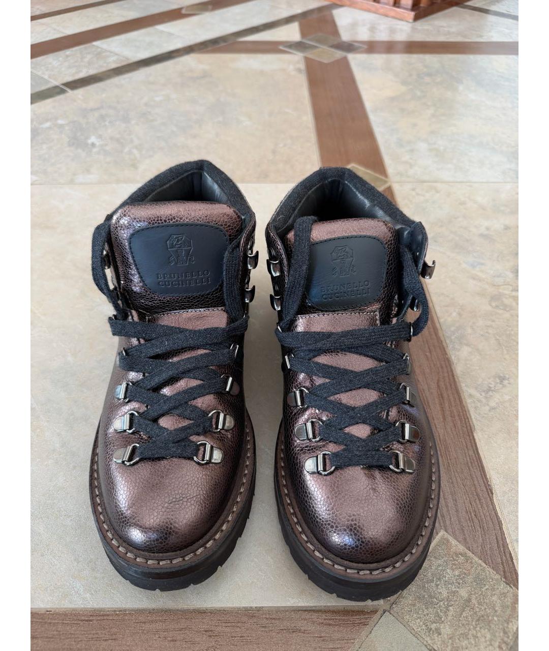 BRUNELLO CUCINELLI Коричневые кожаные ботинки, фото 2