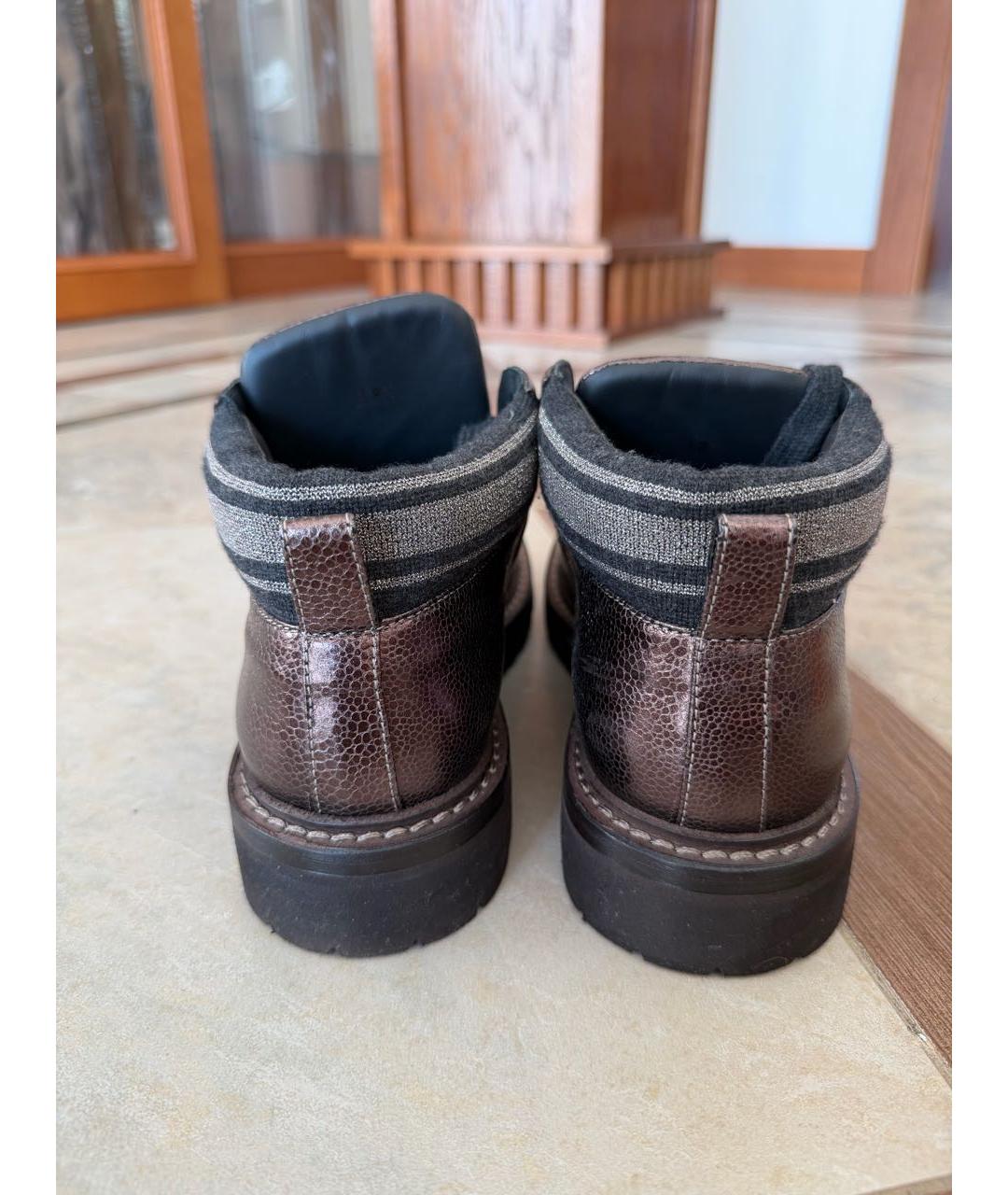 BRUNELLO CUCINELLI Коричневые кожаные ботинки, фото 4