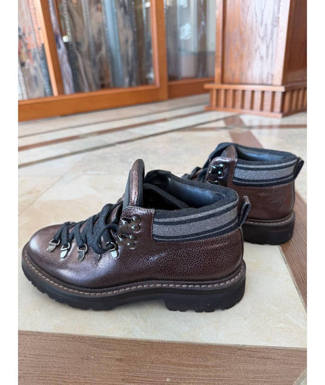 BRUNELLO CUCINELLI Коричневые кожаные ботинки, фото 3