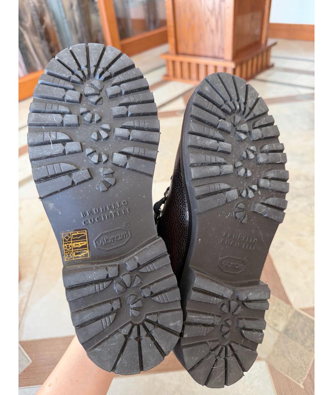 BRUNELLO CUCINELLI Коричневые кожаные ботинки, фото 6