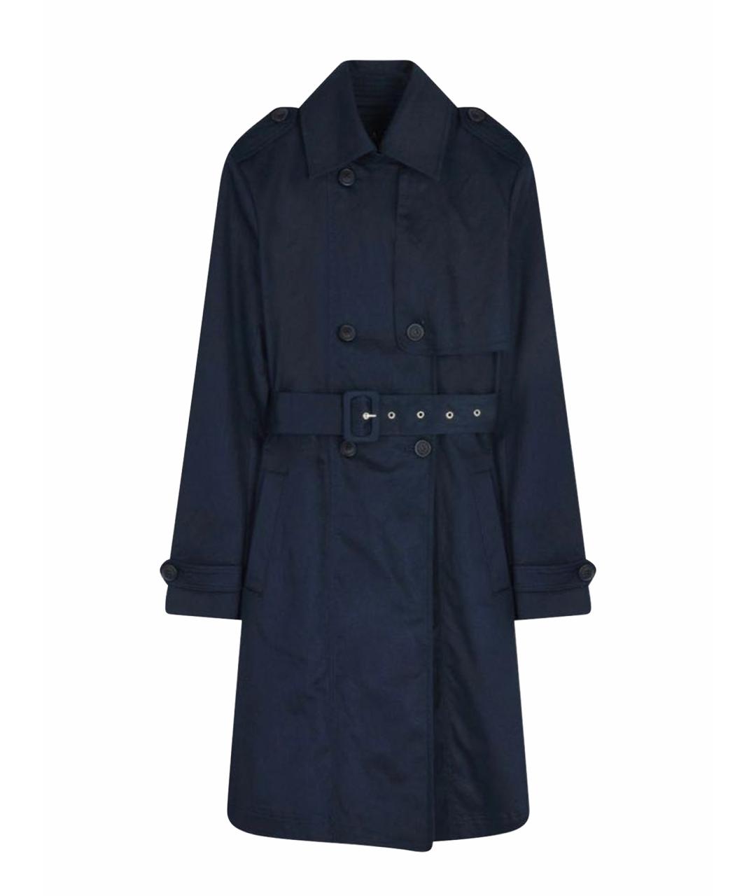 ARMANI EXCHANGE Темно-синий хлопковый тренч/плащ, фото 1