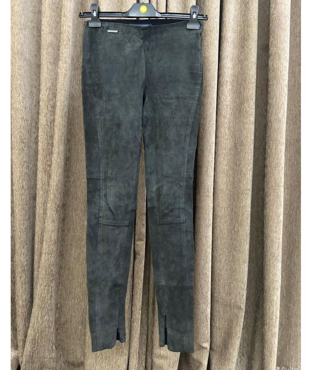 RALPH LAUREN Антрацитовые замшевые брюки узкие, фото 8