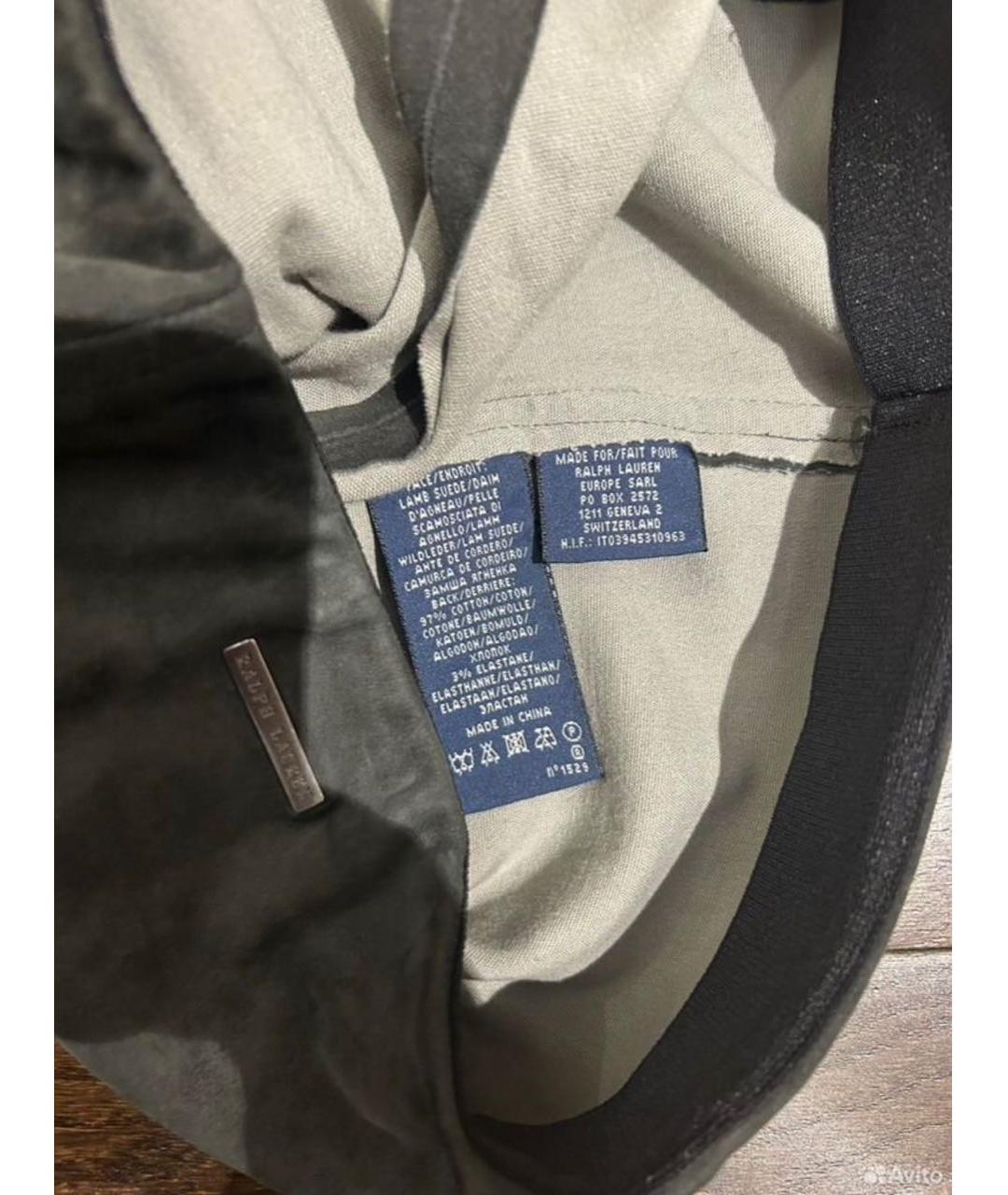 RALPH LAUREN Антрацитовые замшевые брюки узкие, фото 3