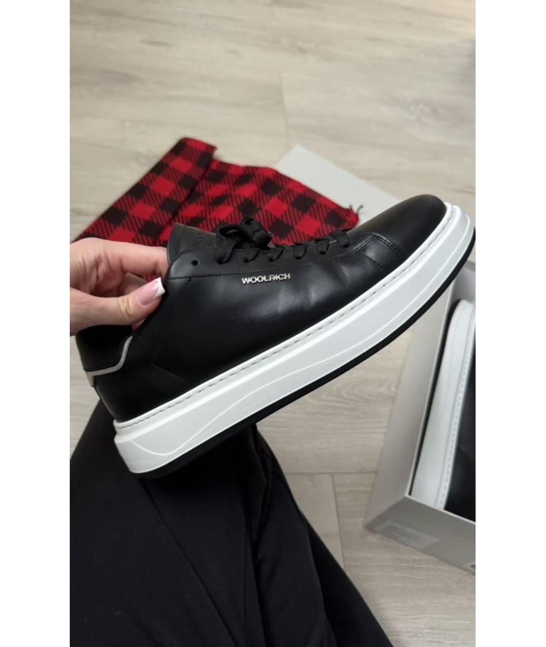 WOOLRICH Черные кожаные кеды, фото 8