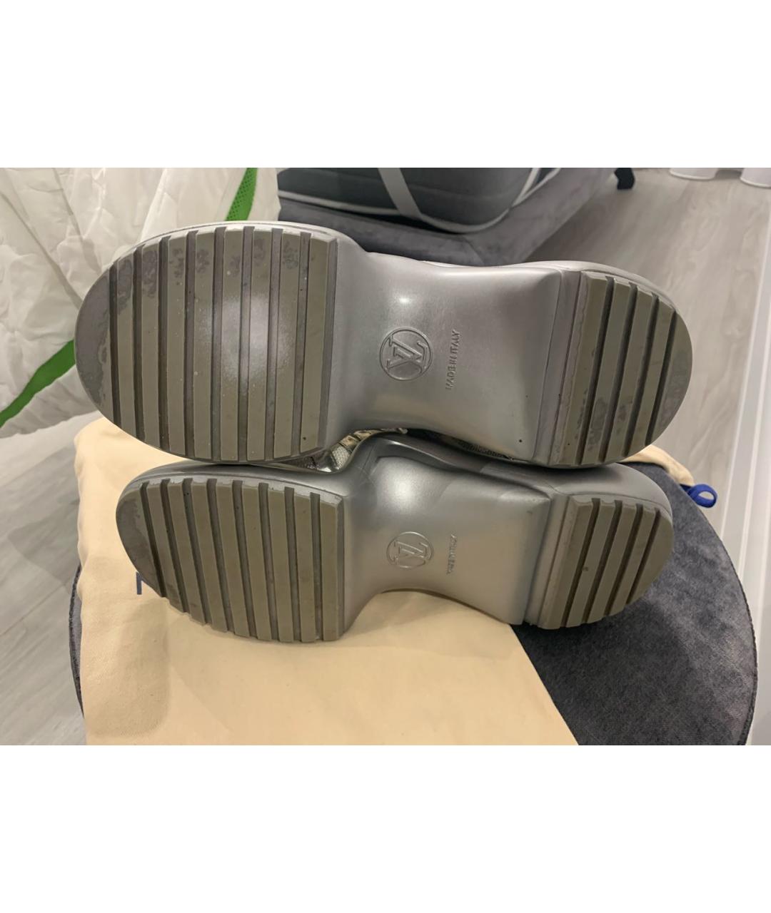 LOUIS VUITTON Серебряные текстильные кроссовки, фото 7