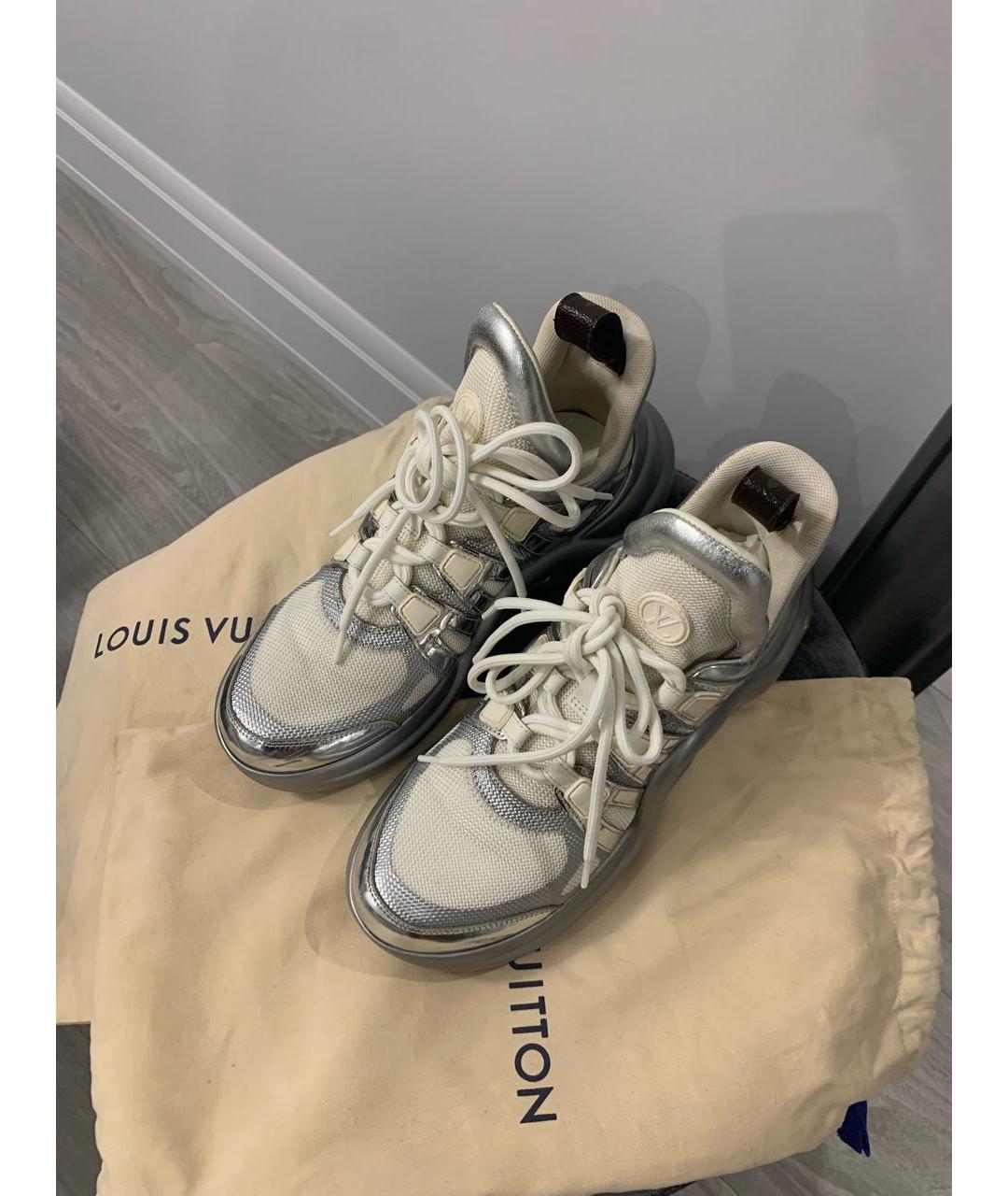 LOUIS VUITTON Серебряные текстильные кроссовки, фото 8