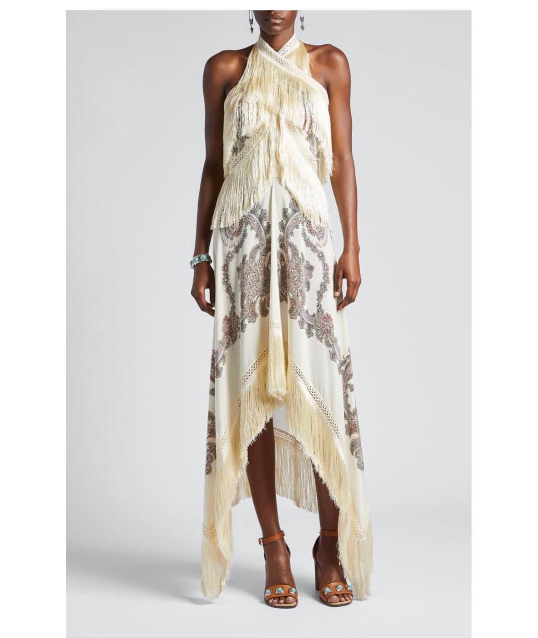 ETRO Бежевое шелковое коктейльное платье, фото 2