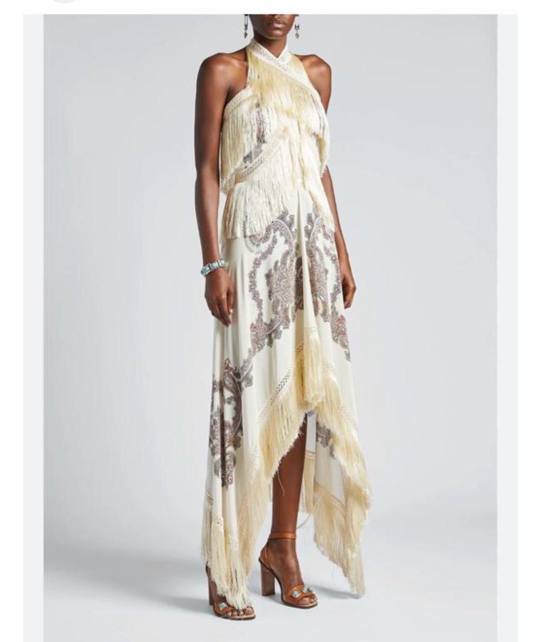 ETRO Бежевое шелковое коктейльное платье, фото 5