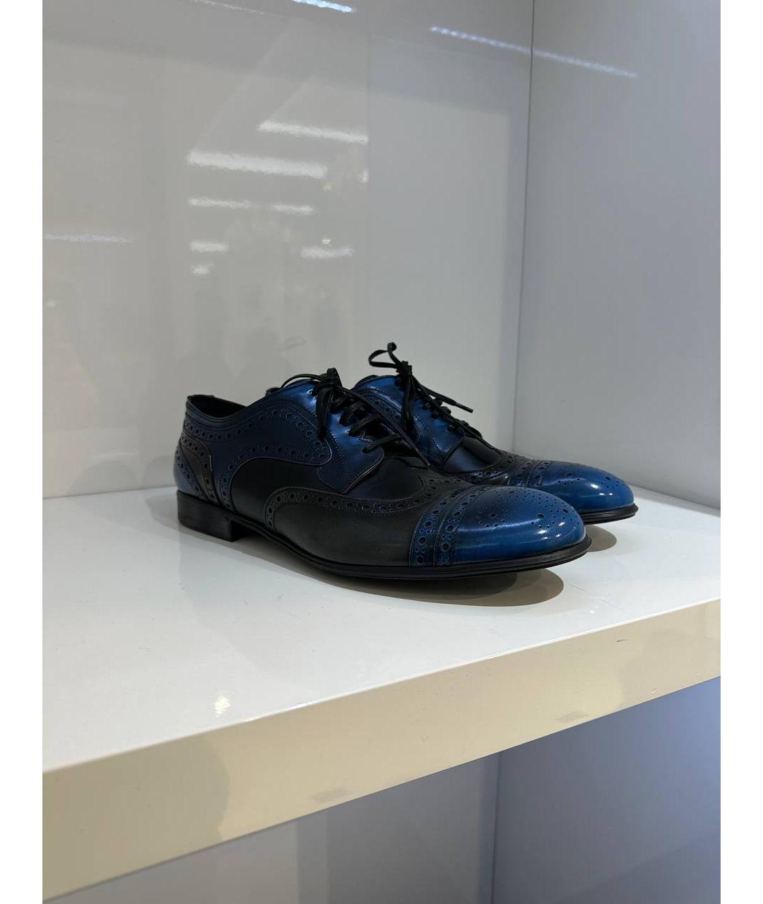 DOLCE&GABBANA Синие кожаные туфли, фото 4