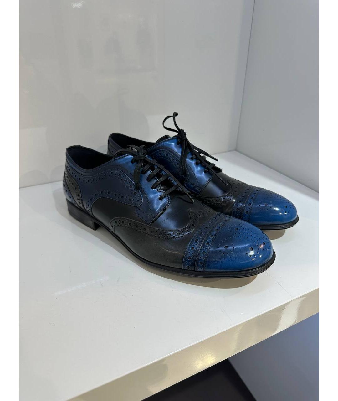 DOLCE&GABBANA Синие кожаные туфли, фото 2