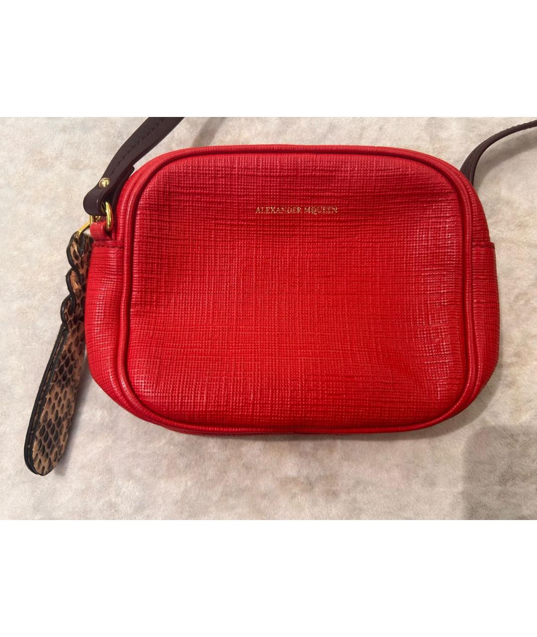 ALEXANDER MCQUEEN Красная кожаная сумка тоут, фото 6