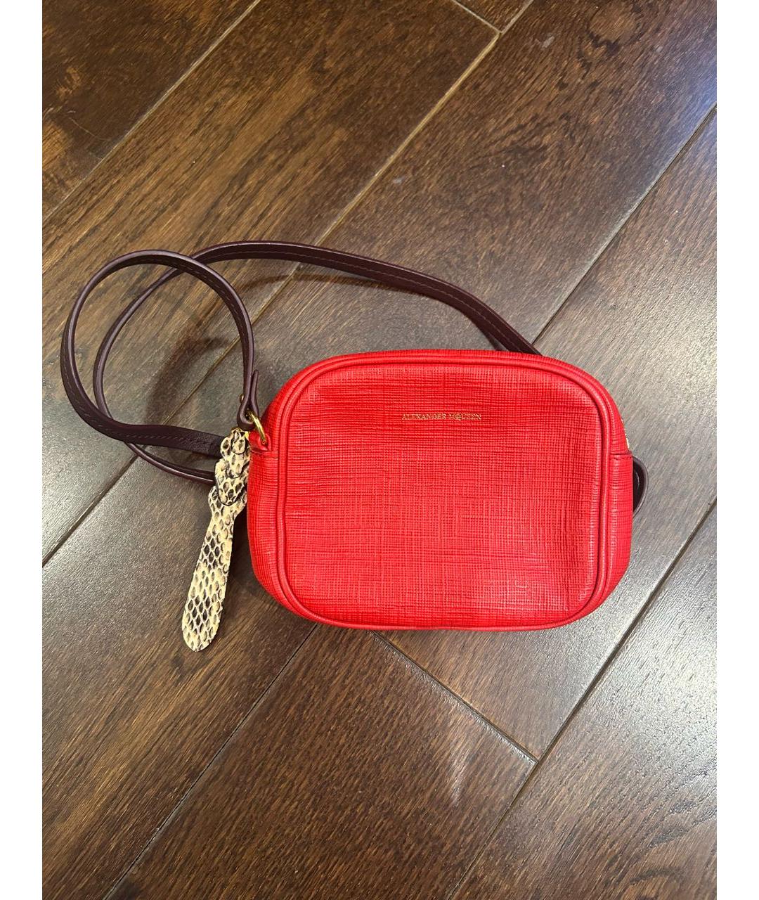ALEXANDER MCQUEEN Красная кожаная сумка тоут, фото 8