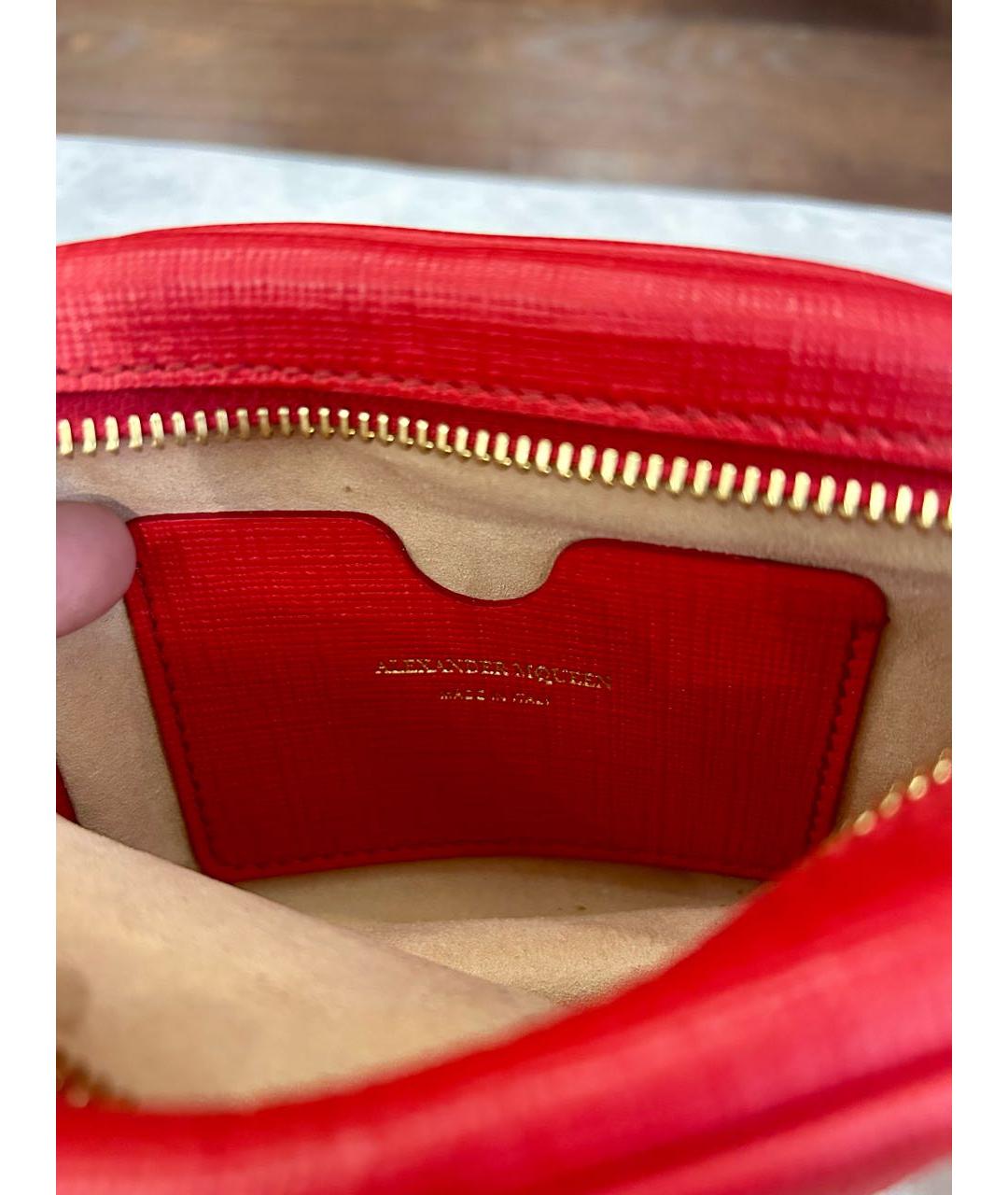 ALEXANDER MCQUEEN Красная кожаная сумка тоут, фото 4