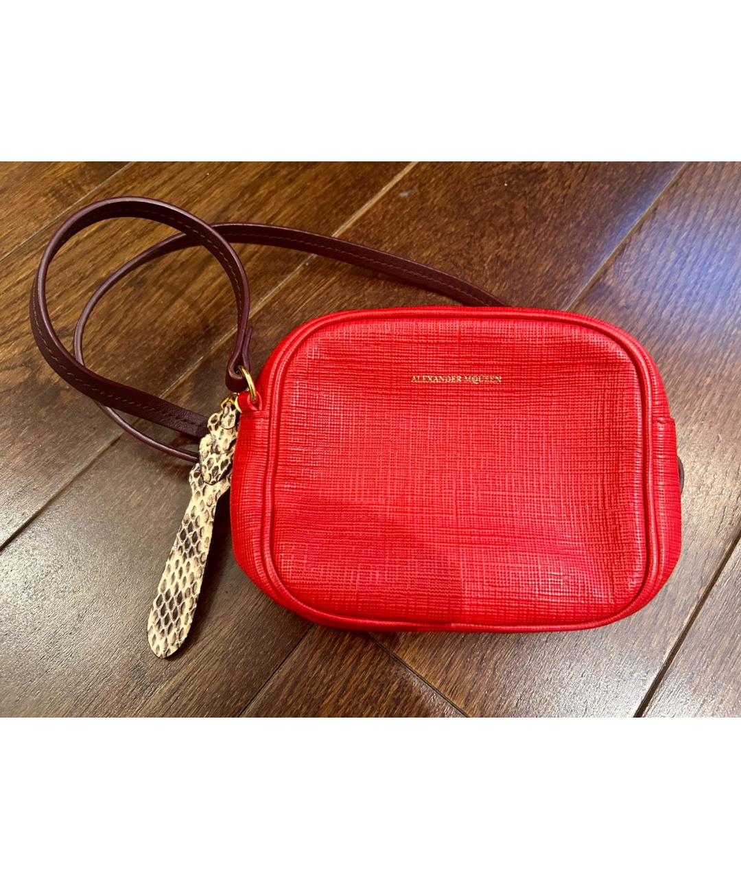 ALEXANDER MCQUEEN Красная кожаная сумка тоут, фото 9